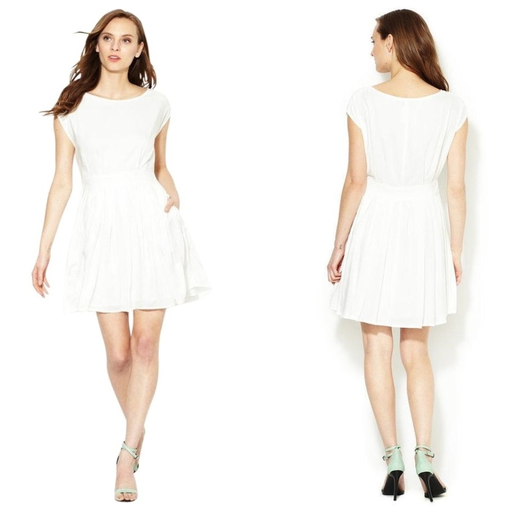 Spring Summer Sales Paul & Joe Sisters White Antella Pleated Dress US 6 to US 8